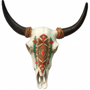 Crâne de vache motifs indiens