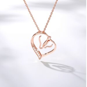 Colliers d'amour en acier inoxydable pour femmes, accessoires cœur en cristal, bijoux Double cheval