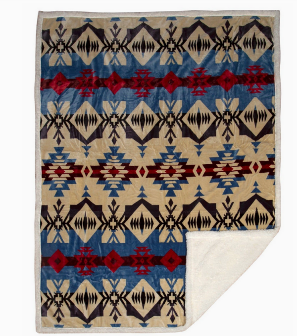 Collection plaid couvre-lit en sherpa couleurs amérindiennes